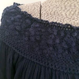 Navy gauze on or off shoulder top